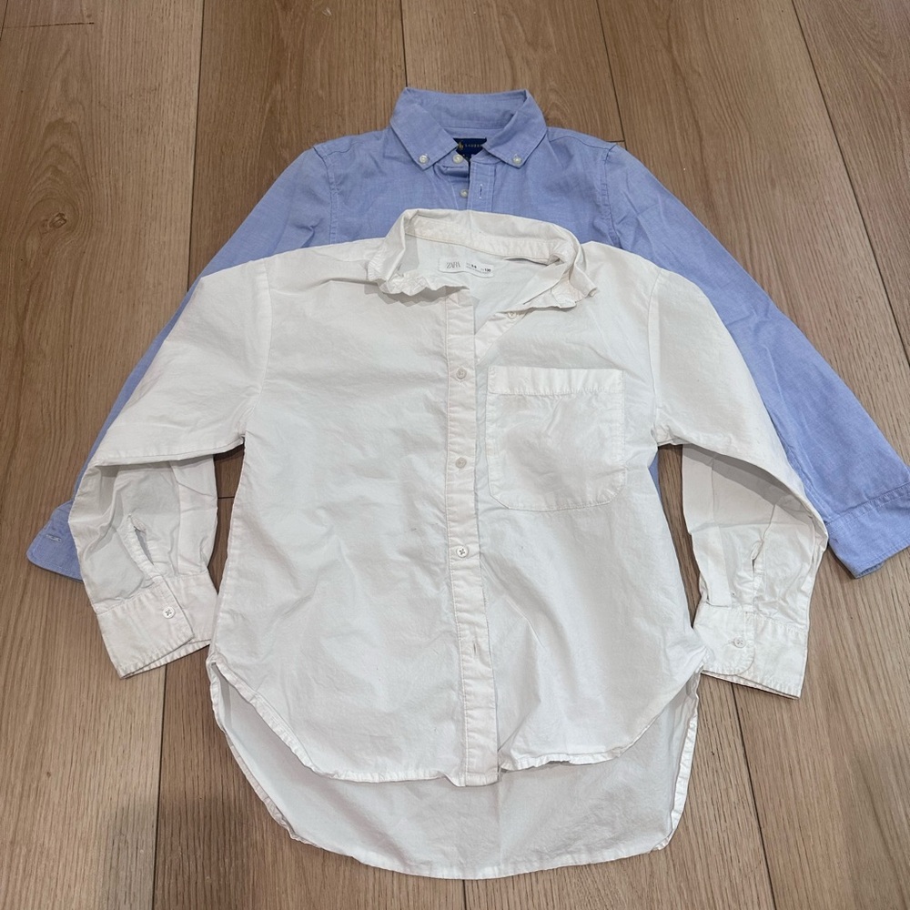 Girls size 8-9YRS Oxford Poplin Button Down Shirts. Ralph Lauren + Zara